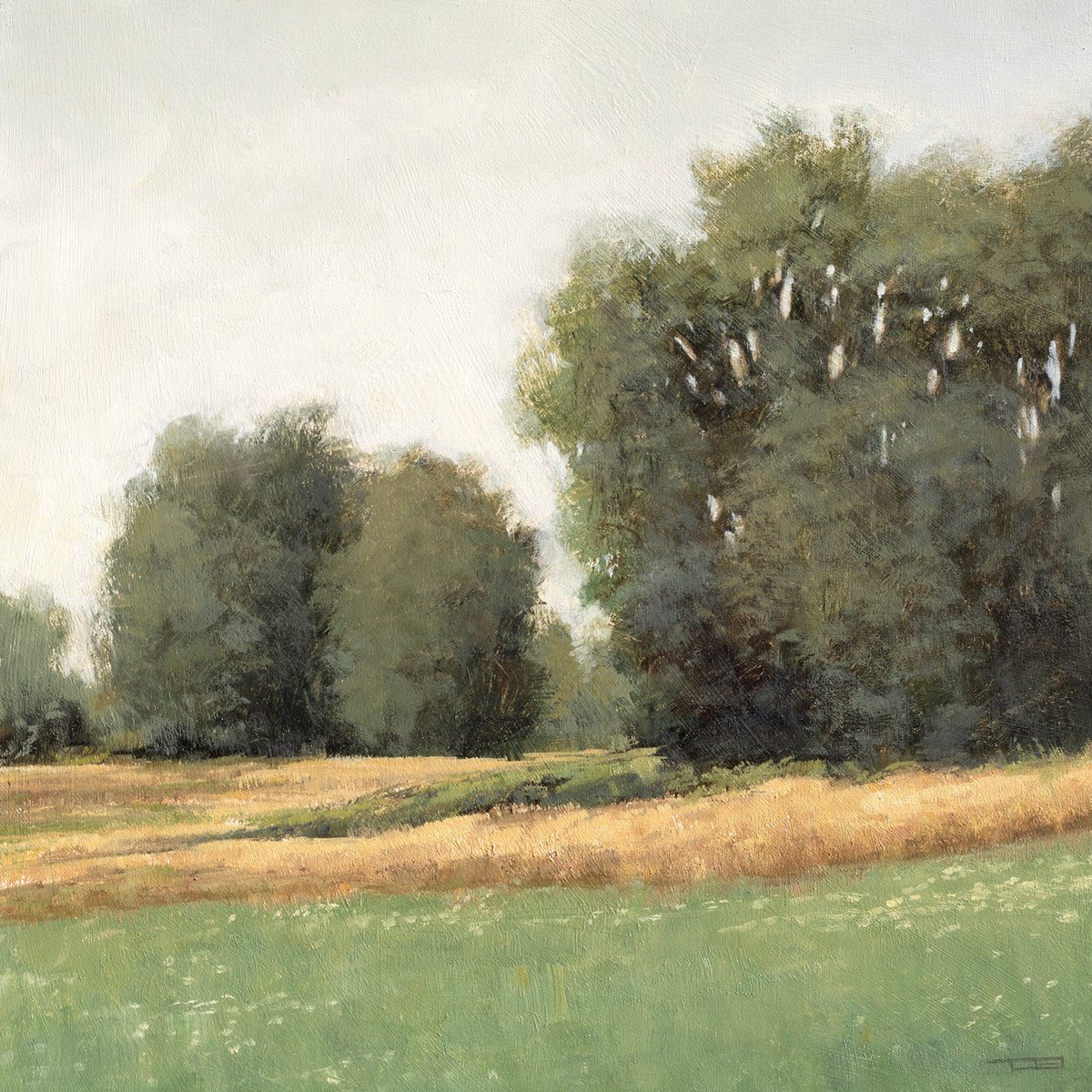 Impressionistic Landscape Oil Painting By Don Bishop, 12 X 12, Afternoon Farm Field 251011, Original Artwork