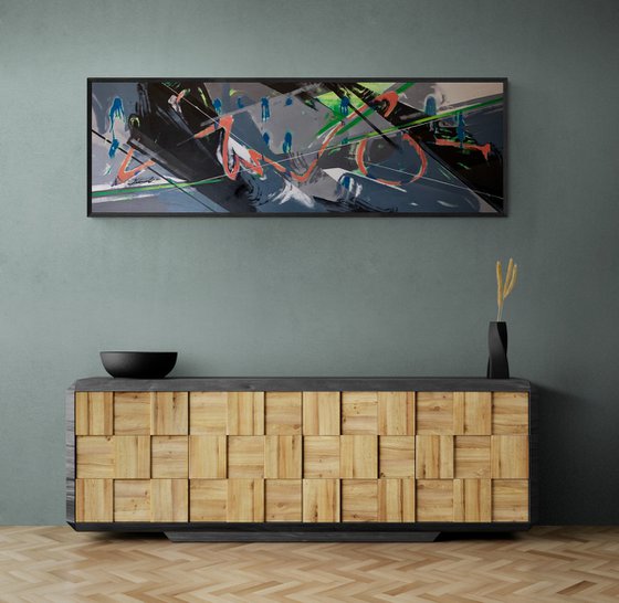 Super Big Abstract - "Green space abstract" - Geometric abstract - Abstractioncm - 175x55cm - 2022