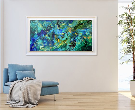 Summer night - large modern abstract painting art