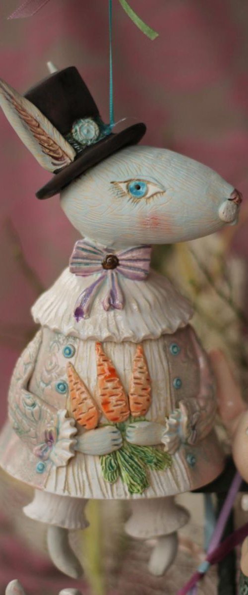 Easter Bunny. Hanging sculpture. by Elya Yalonetski