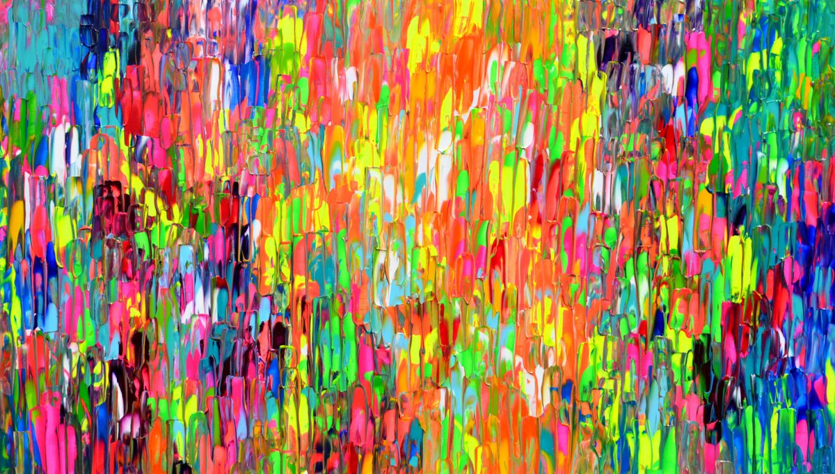 Organic Abstract Acrylic Painting By Soos Tiberiu, 55 X 31", Happy Gypsy Dance Xxxii, Original Artwork