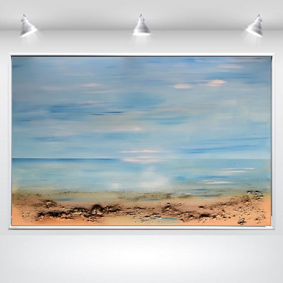 Peaceful Sea  - Abstract Art - Acrylic Painting - Canvas Art - Framed Painting - Abstract Sea Painting - Ready to Hang