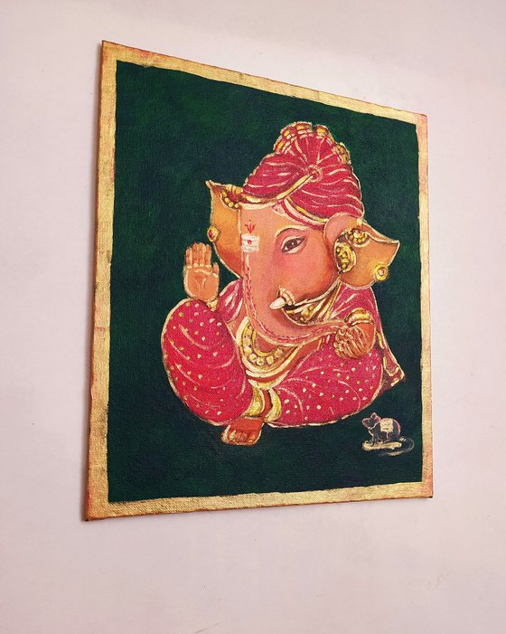 Cute Baby Ganesha with a red turban