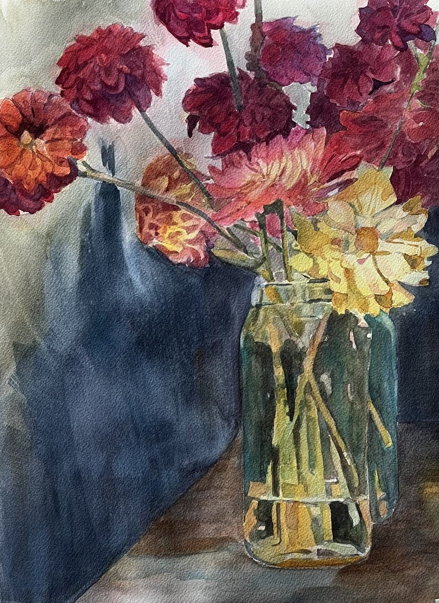 Impressionistic Botanical Watercolour By Bronwen Jones, 11 X 14, Flower Market, Original Artwork