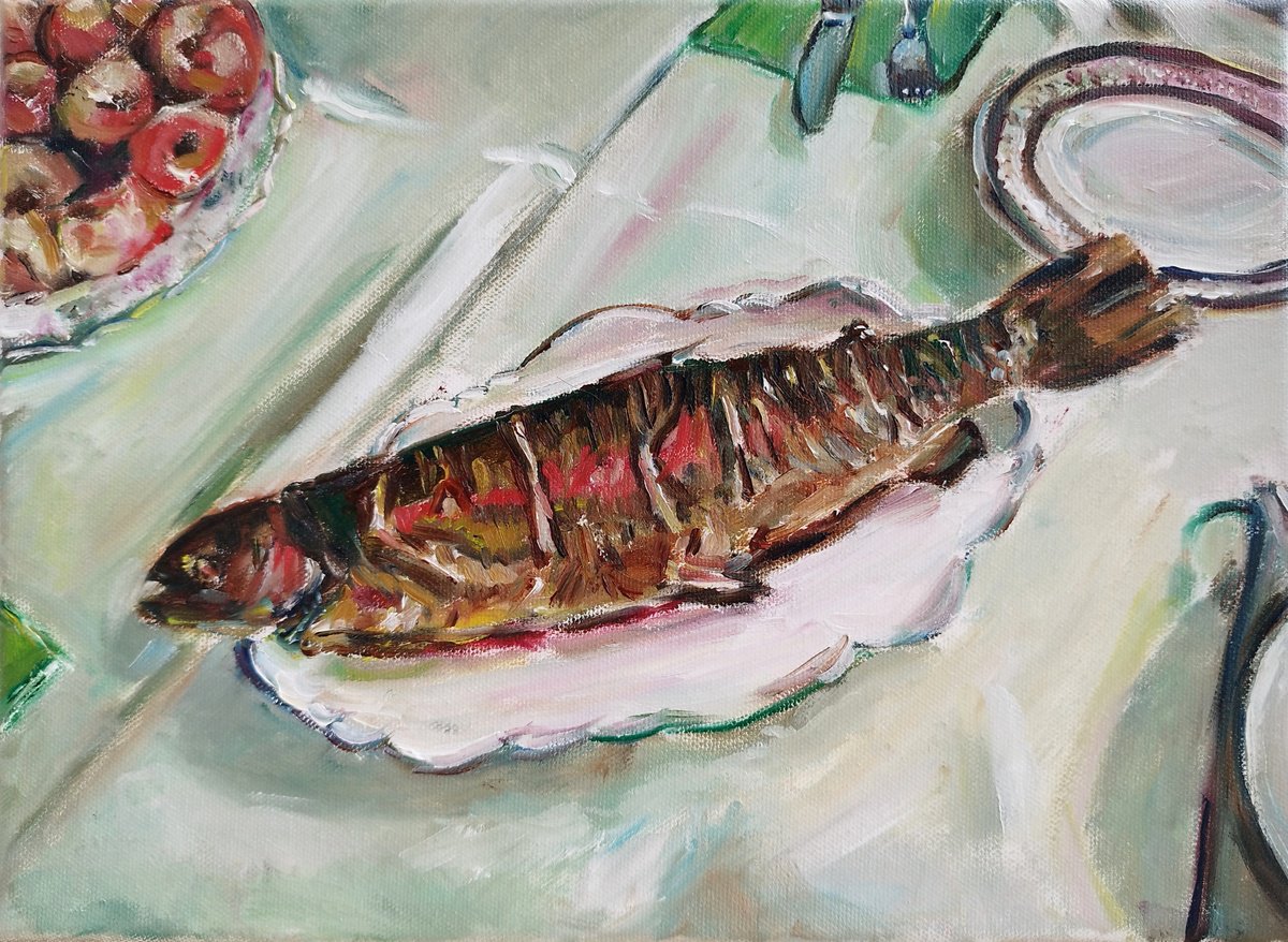 Still Life With A Fish by Jura Kuba Art