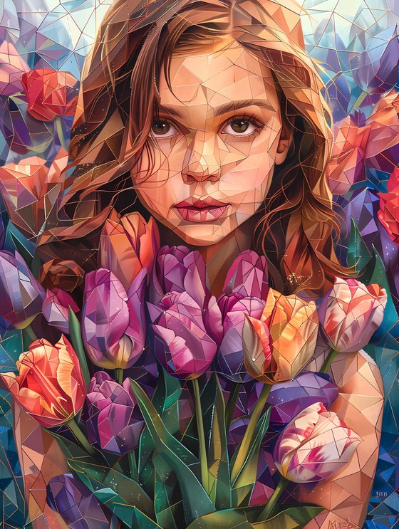 PORTRAIT OF A GIRL WITH TULIPS