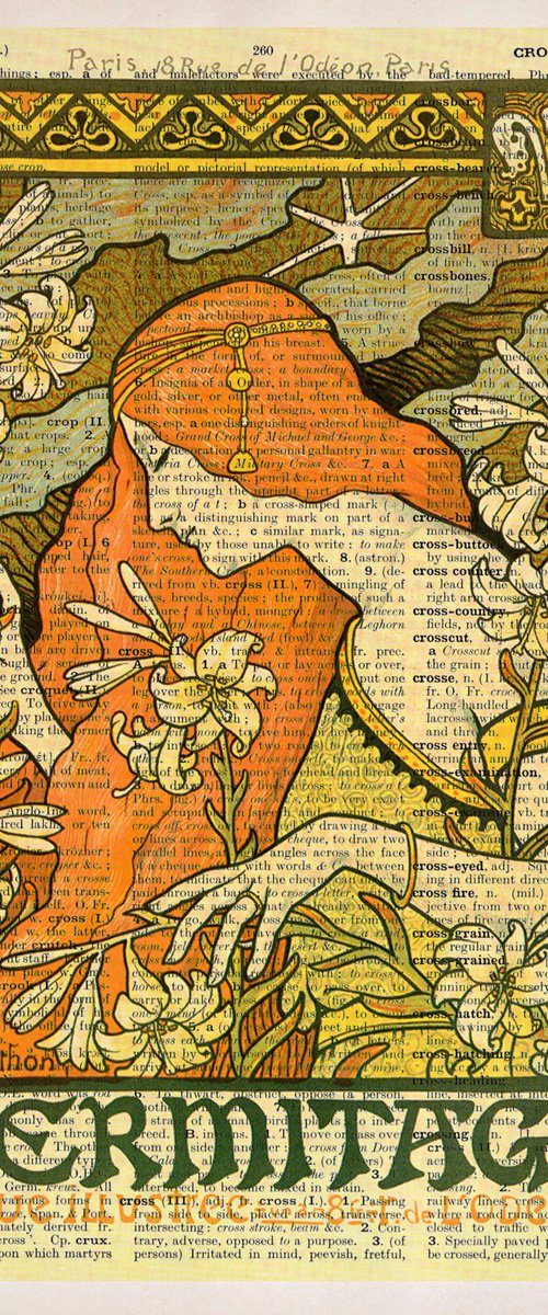 L'Ermitage, revue illustree - Collage Art Print on Large Real English Dictionary Vintage Book Page by Jakub DK - JAKUB D KRZEWNIAK