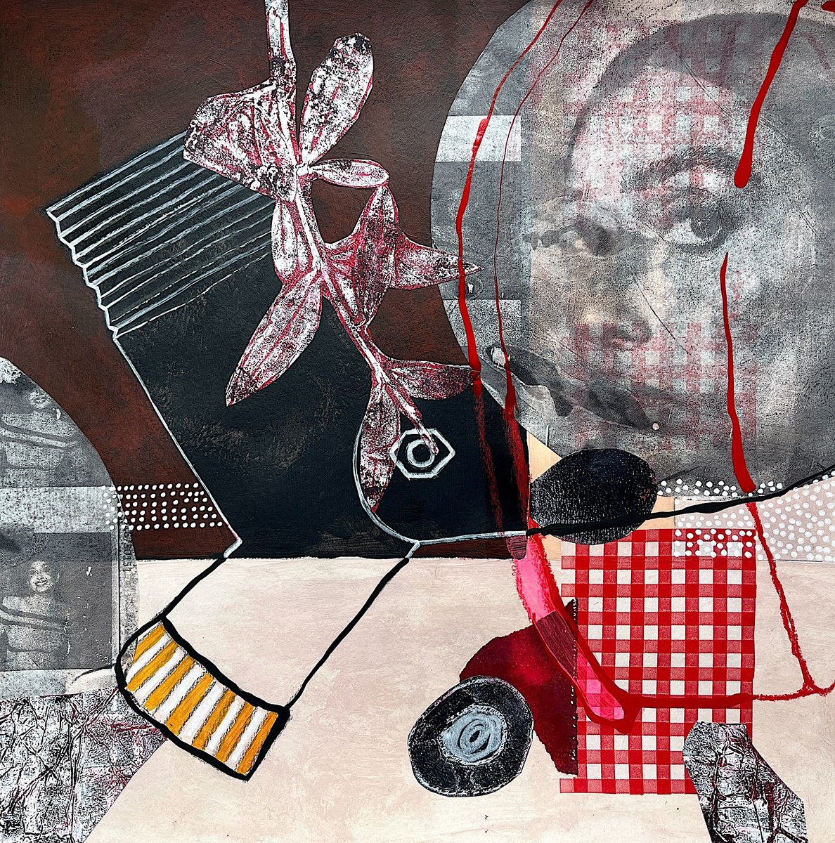 Portrait Painting By Marita Tobner, 12 X 12", Das Zweite Gesicht, Original Artwork