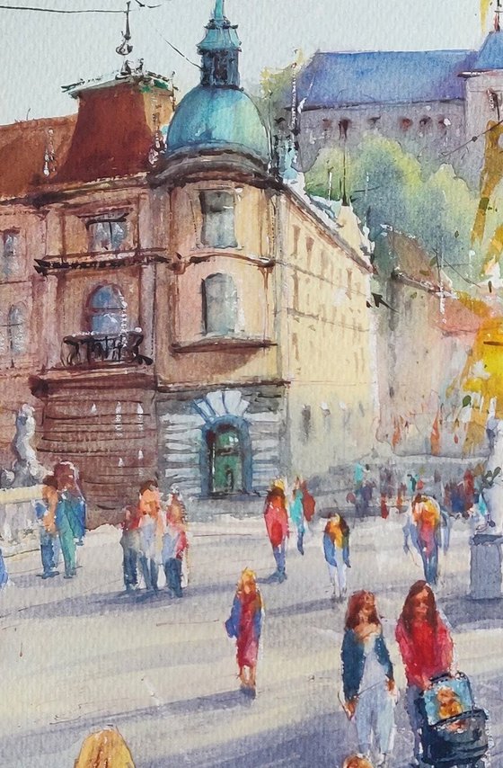 The Lively Ljubljana | Original watercolor painting