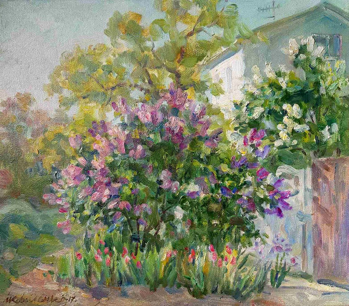 Impressionistic Landscape Oil Painting By Ivan Kovalenko, 14 X 16, Life Outside The City, Original Artwork