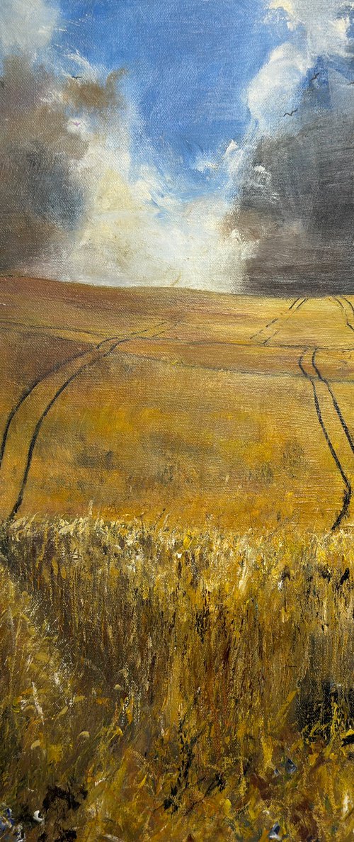 Cornfield, cornflowers, crows by Teresa Tanner
