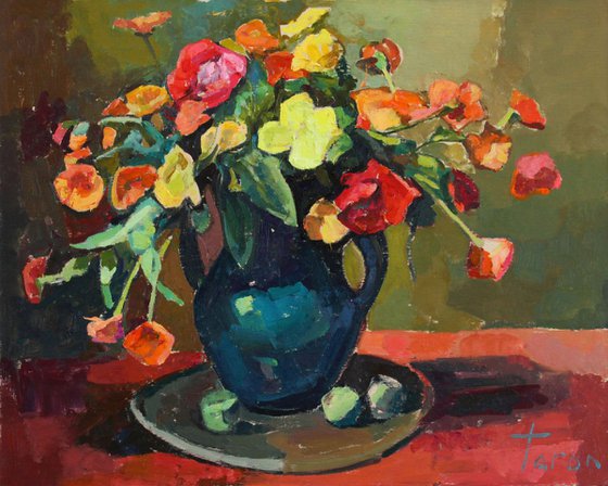 Bouquet with oriental tray
