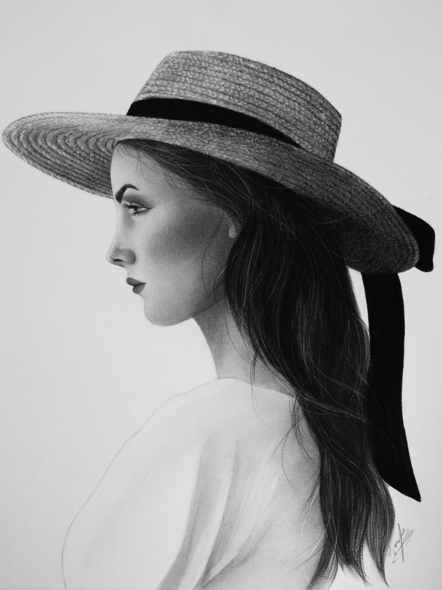 Photorealistic Portrait Charcoal Drawing By Mariam Darchiashvili, 12 X 16", Untitled, Original Artwork