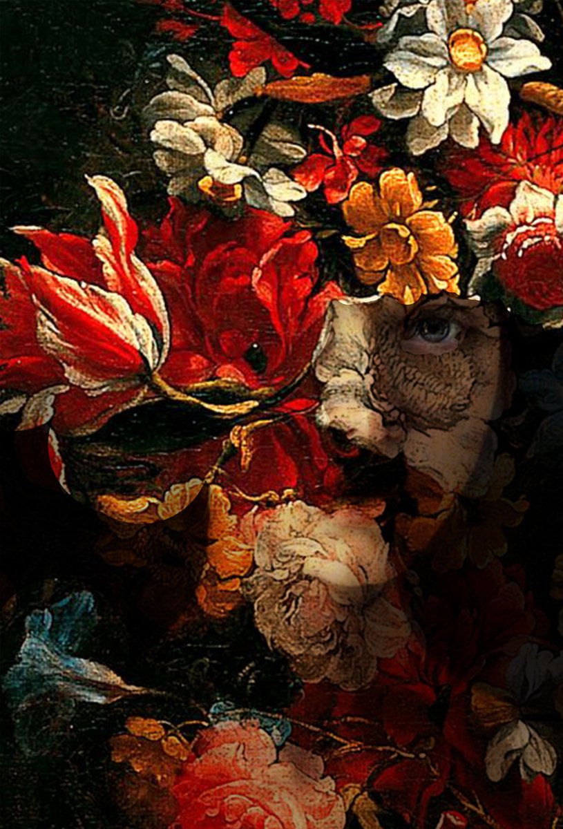 Illustrative Portrait Photograph By Srdjan Jevtic, 27 X 39", Flowers In My Soul, Original Artwork