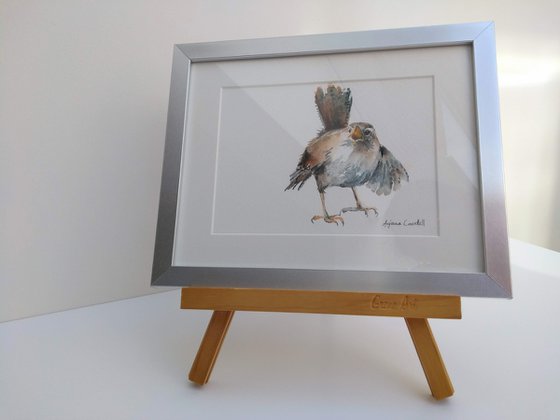 Wren painting, Wren in watercolour, Original Watercolour Bird painting