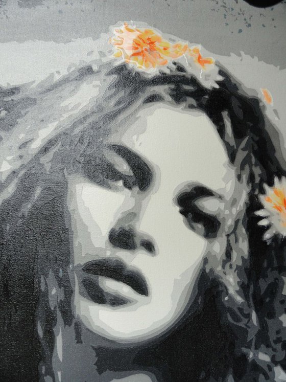 Kate Moss with Yellow Daisies