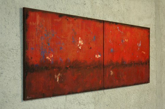 "Red Horizon". Large panoramic abstract.