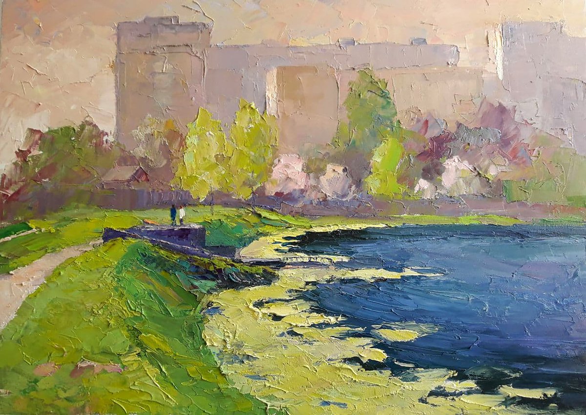 Oil painting On the dam nSerb657 by Boris Serdyuk