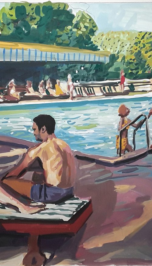 Poolside conversation by Stephen Abela