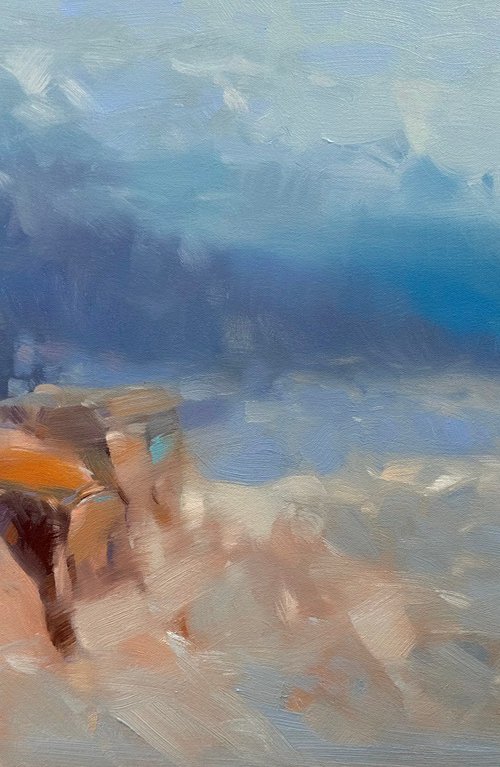 Ocean Cliffs, Original oil painting, Handmade artwork, One of a kind by Vahe Yeremyan