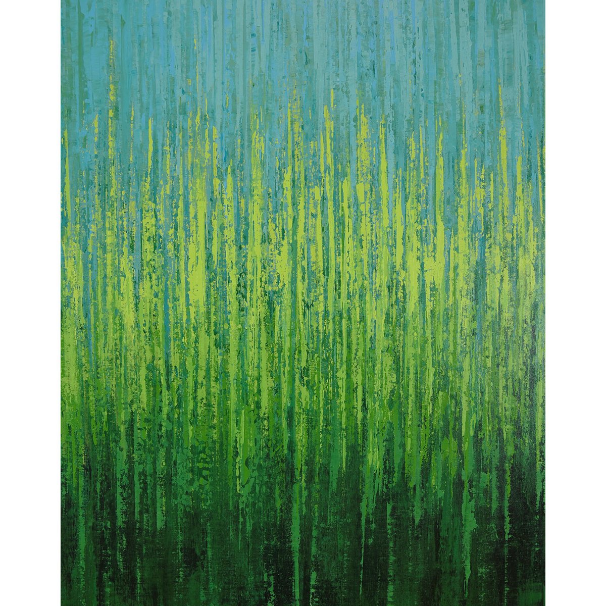 Expressive Abstract Acrylic Painting By Suzanne Vaughan, 24 X 30", Spring Trees - Color Field, Original Artwork