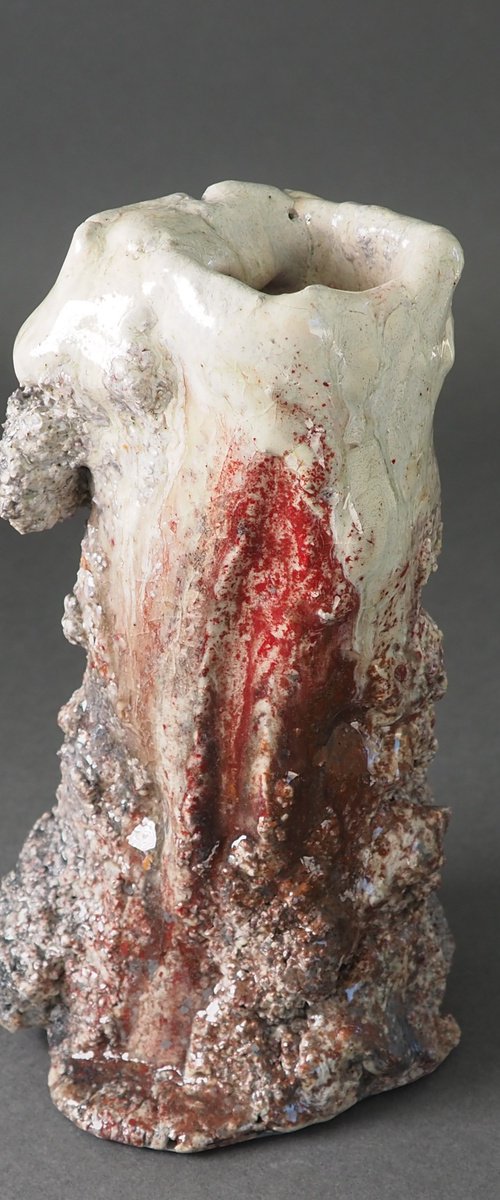 Crimson Candlestick Holder by Linda Cares