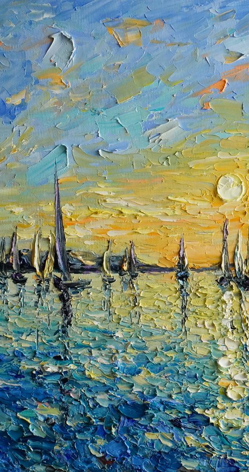 Sunset Sailing Boats by Haykuhi Khachatryan