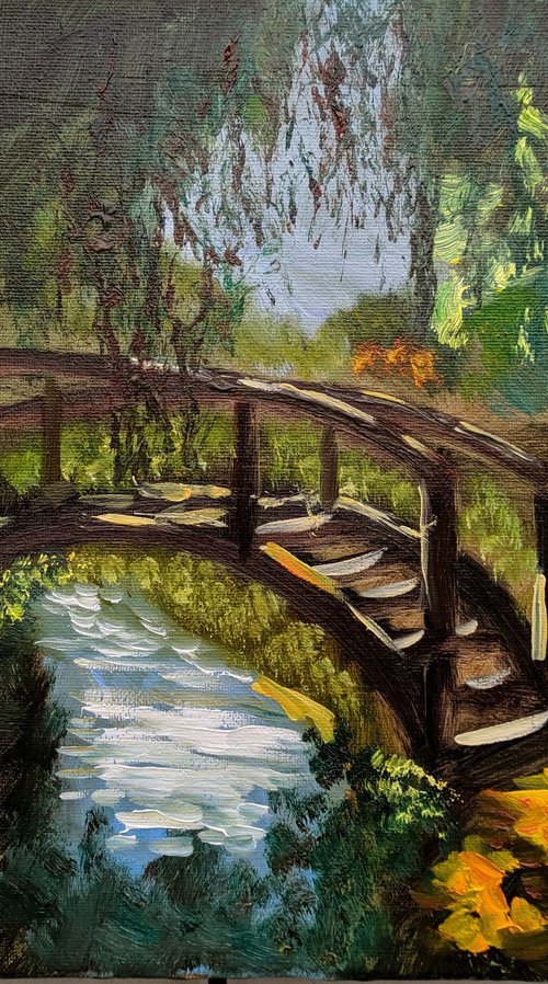 Landscape with a bridge by Elena Sokolova