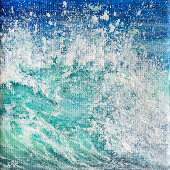 Miniature blue ocean waves