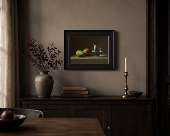 Kiwifruit with a Glass