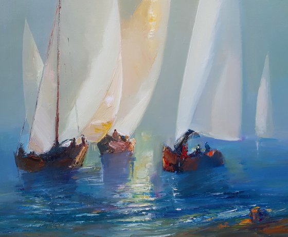 Sailing(59x65, oil painting, ready to hang)