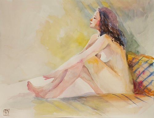 Gentle morning-erotic watercolor by Maria Kireev
