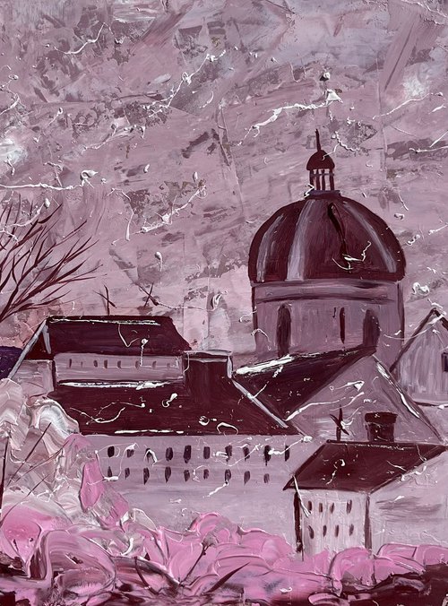 Lviv City Rooftops Painting by Halyna Kirichenko