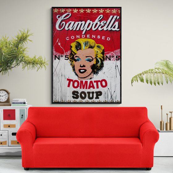 Tomato Marilyn 140cm x 100cm Marilyn Monroe Campbell's Soup Textured Urban Pop Art