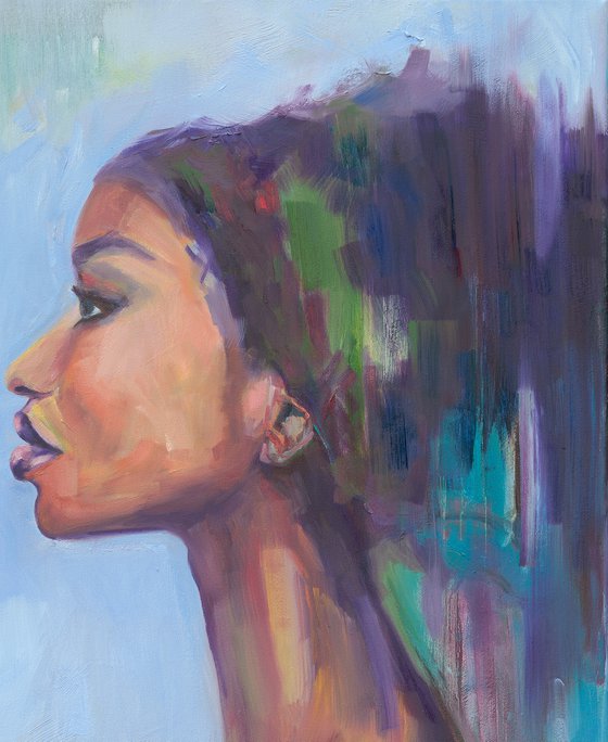 DIGNITY • African American woman portrait wall art / original oil painting and giclee prints