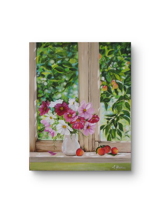 Pink Cosmos Flower Still Life