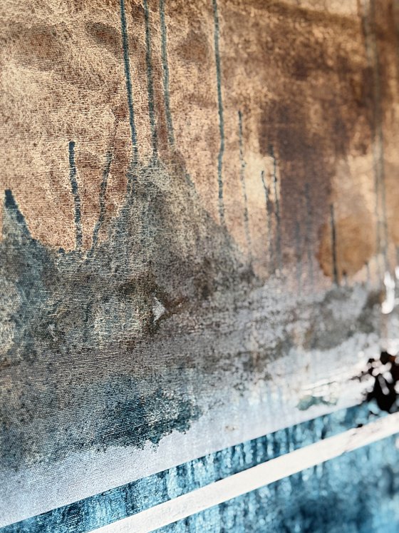 Boundaries of Color.Teal Umber Diptych