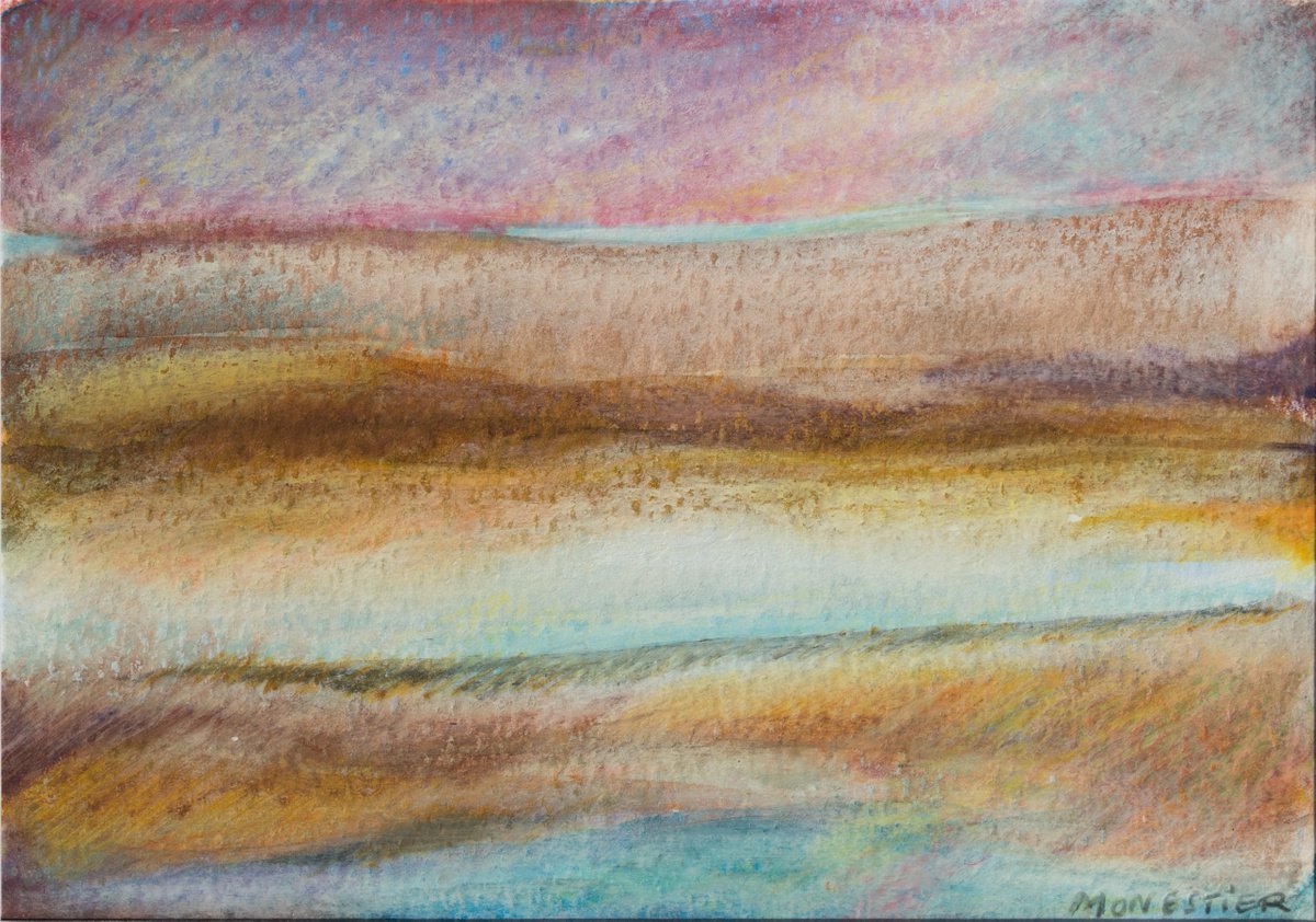 Gentle river Loire - abstract landscape - mixed media - Ready to frame by Fabienne Monestier