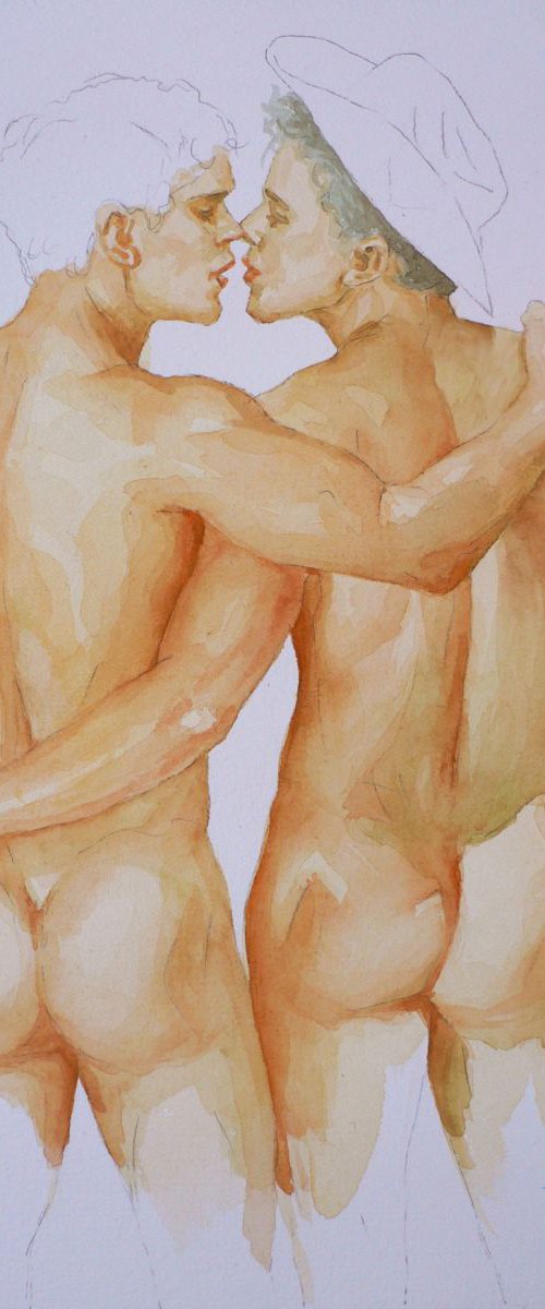 WATERCOLOUR MALE NUDE #16-1-19 by Hongtao Huang