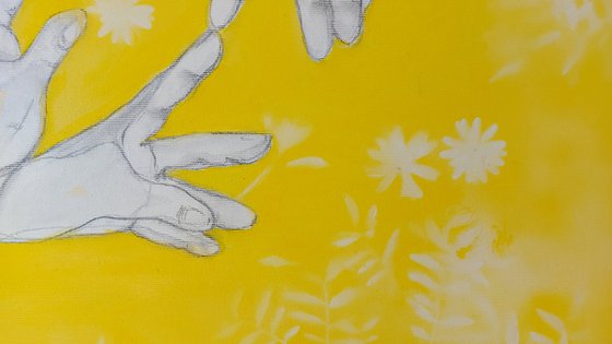 "Hands are an extension of the heart", original Mixed Media painting, 80x60x2cm
