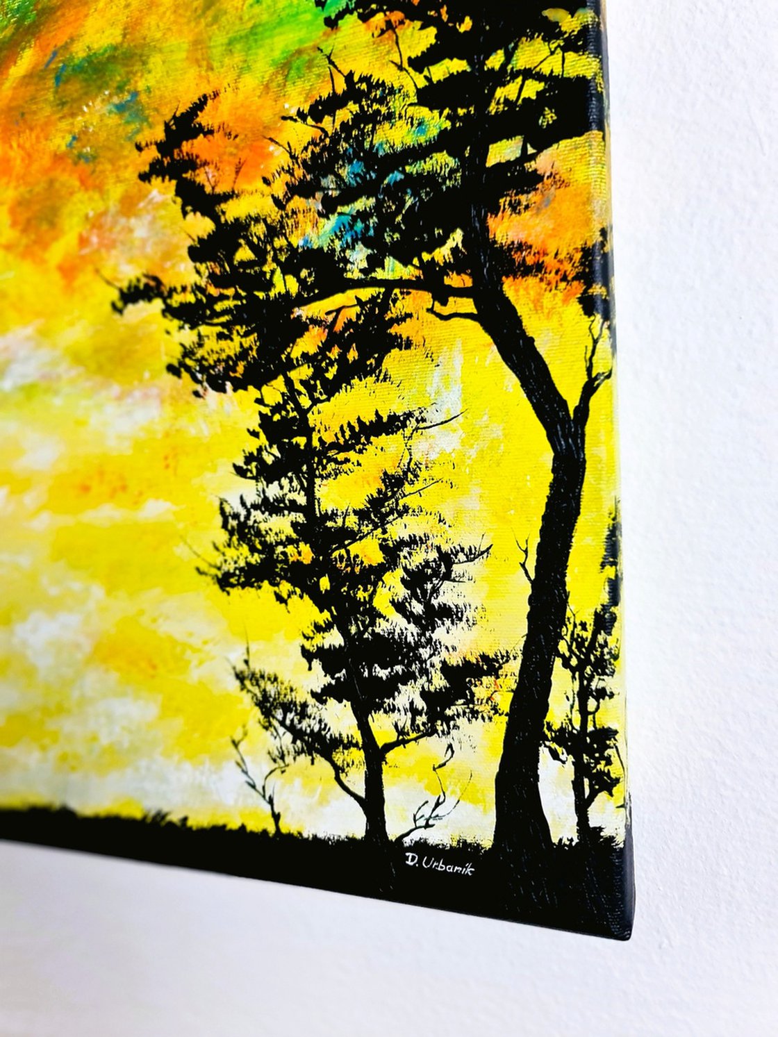 Original Acrylic Painting - Yellow Sunset by Daniel Urbaník