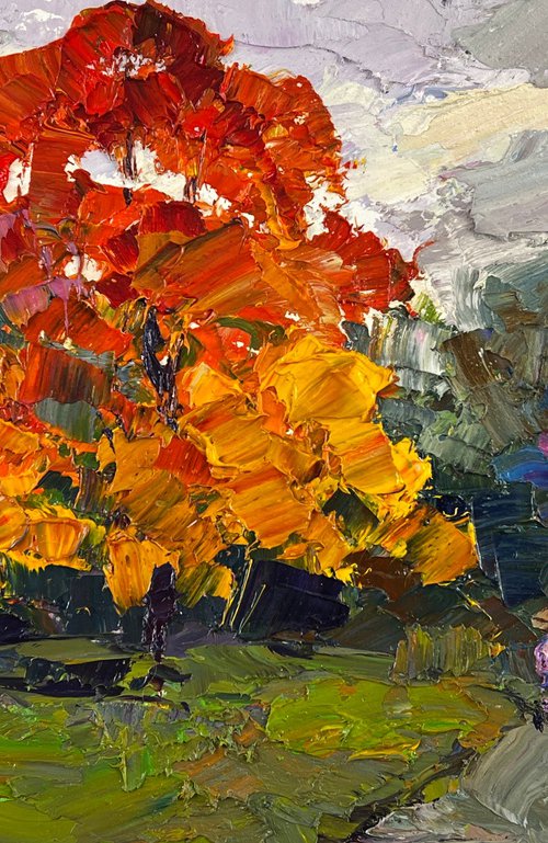 Autumn Park in Cloudy Weather by Boris Serdyuk