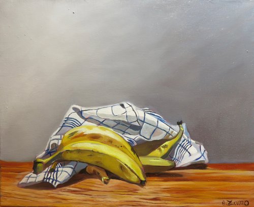 Tea towel and bananas by Anne Zamo