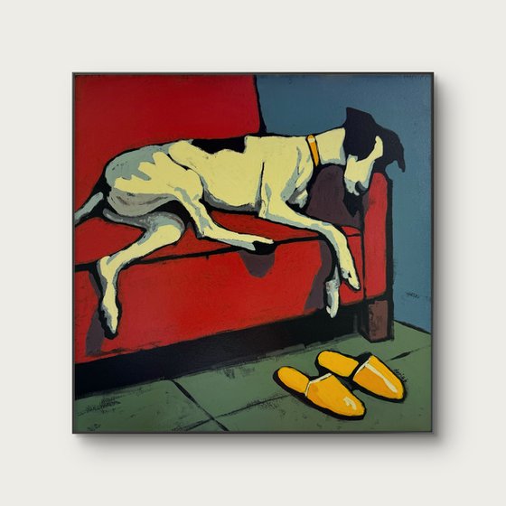 Dog Resting on Sofa