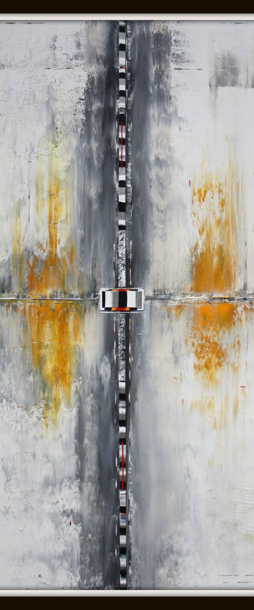 Abstract Black, White, Silver Series 9 by Robert Lynn