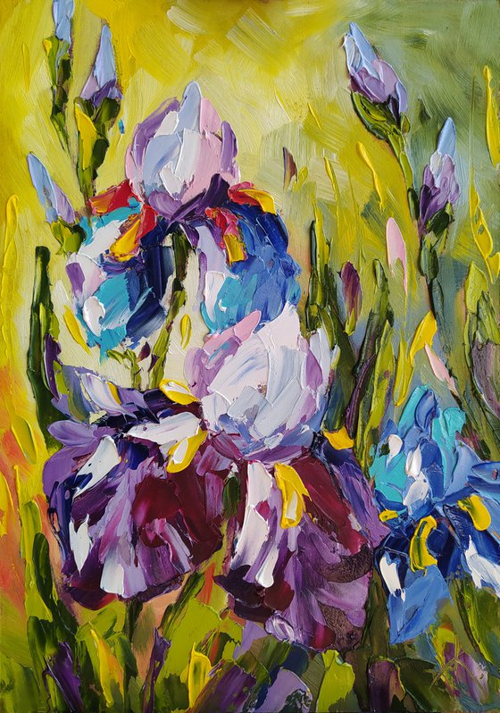 Irises - flowers, oil painting, irises flowers, gift idea