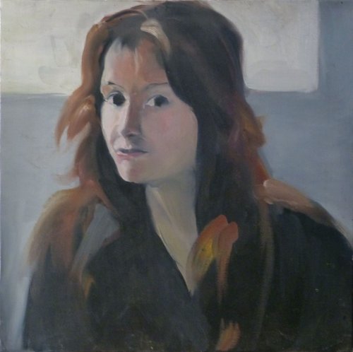 Portrait of a passer-by, oil on canvas 40x40 cm by Frederic Belaubre