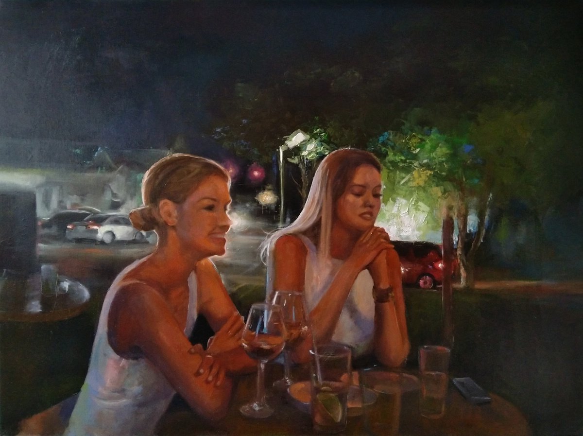 Impressionistic Portrait Oil Painting By Kamsar Ohanyan, 31 X 24", Jazz Time, Original Artwork