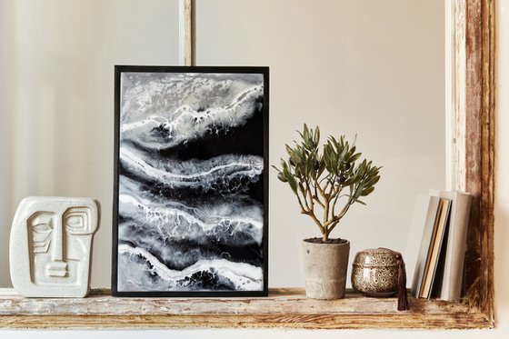 Silver sea - original resin seascape artwork