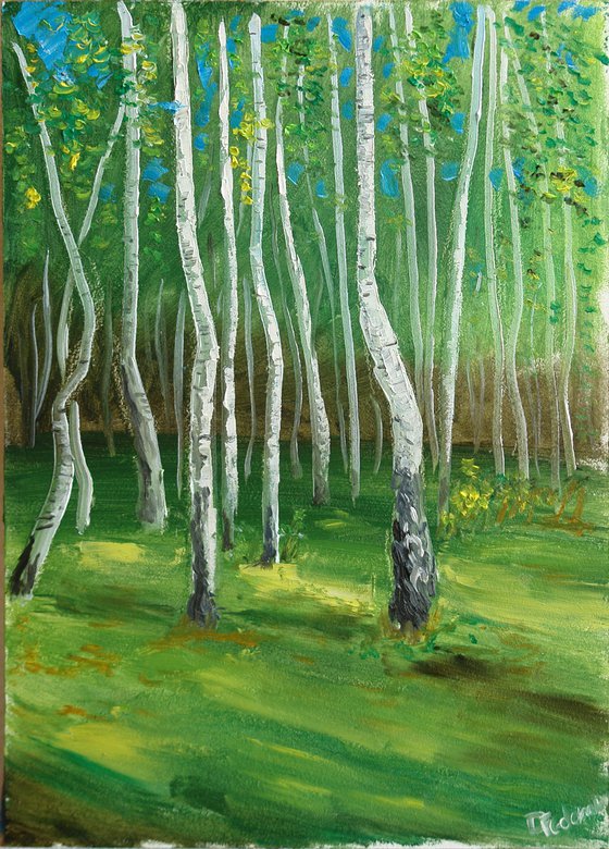 Birch Grove, Plein Air painting
